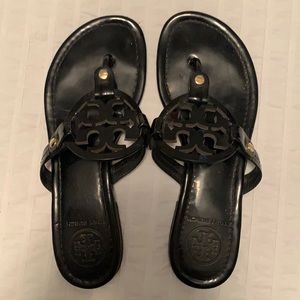 Tory Burch Miller Sandal- Black Patent Leather